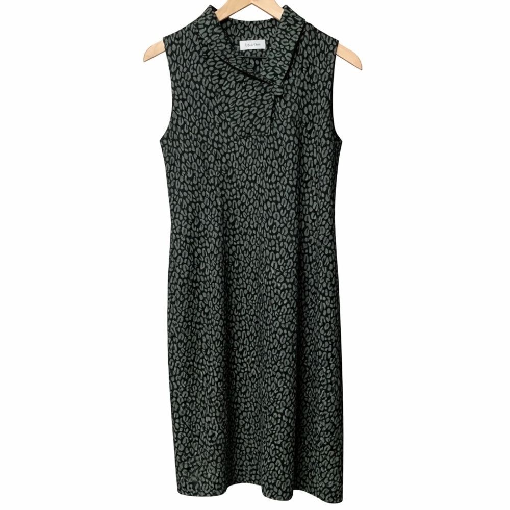 Calvin Klein Gray And Black Animal Print Sheath Dress